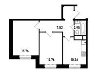 Планировка 2-комнатной квартиры, 51 м2