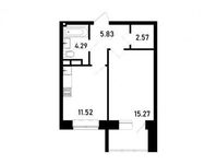Планировка 1-комнатной квартиры, 39 м2