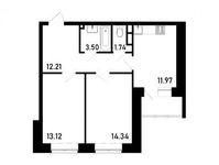 Планировка 2-комнатной квартиры, 57 м2
