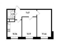 Планировка 2-комнатной квартиры, 55 м2
