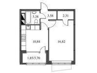 Планировка 1-комнатной квартиры, 38,78 м2