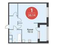 Планировка 1-комнатной квартиры, 38,14 м2