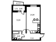 Планировка 2-комнатной квартиры, 50,04 м2