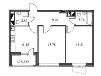 Планировка 2-комнатной квартиры, 59,9 м2