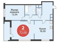 Планировка 2-комнатной квартиры, 72 м2