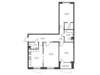 Планировка 3-комнатной квартиры, 99,2 м2