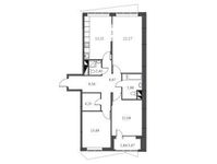 Планировка 3-комнатной квартиры, 96,39 м2