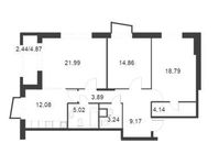Планировка 3-комнатной квартиры, 95,62 м2
