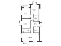 Планировка 4-комнатной квартиры, 98,7 м2