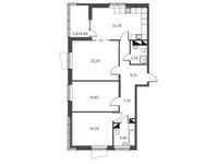 Планировка 4-комнатной квартиры, 105,69 м2