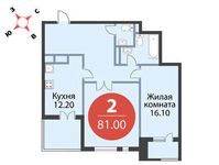 Планировка 2-комнатной квартиры, 81 м2