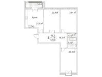 Планировка 3-комнатной квартиры, 122 м2