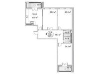 Планировка 3-комнатной квартиры, 123 м2