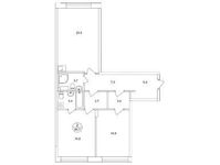 Планировка 2-комнатной квартиры, 85,7 м2
