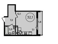 Планировка квартиры студии, 32 м2