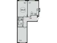 Планировка 2-комнатной квартиры, 64,9 м2
