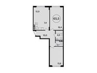 Планировка 2-комнатной квартиры, 65,5 м2