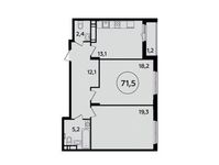 Планировка 2-комнатной квартиры, 71,5 м2