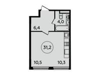 Планировка 1-комнатной квартиры, 31,2 м2