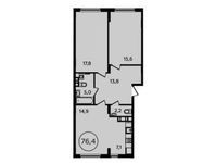 Планировка 3-комнатной квартиры, 76,6 м2