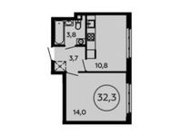Планировка 1-комнатной квартиры, 32,4 м2