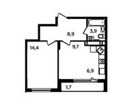 Планировка 2-комнатной квартиры, 45,5 м2