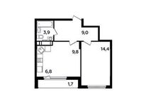 Планировка 2-комнатной квартиры, 45,9 м2