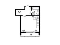 Планировка 1-комнатной квартиры, 32,4 м2