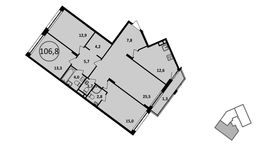 Планировка 4-комнатной квартиры, 106,6 м2