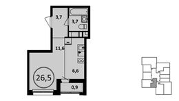 Планировка 1-комнатной квартиры, 25,8 м2