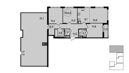 Планировка 4-комнатной квартиры, 102,6 м2