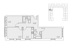 Планировка 3-комнатной квартиры, 73,2 м2