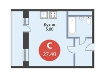 Планировка 1-комнатной квартиры, 27,4 м2