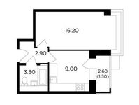 Планировка 1-комнатной квартиры, 32,8 м2