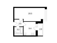Планировка 1-комнатной квартиры, 38,1 м2
