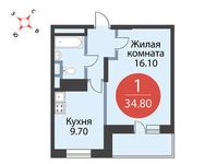 Планировка 1-комнатной квартиры, 34,8 м2