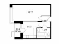 Планировка 1-комнатной квартиры, 37,5 м2