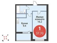 Планировка 1-комнатной квартиры, 37,7 м2