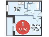Планировка 1-комнатной квартиры, 38,7 м2