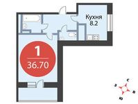 Планировка 1-комнатной квартиры, 36,7 м2