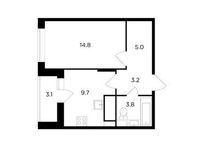 Планировка 1-комнатной квартиры, 38,16 м2