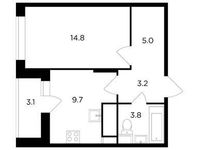 Планировка 1-комнатной квартиры, 38,16 м2
