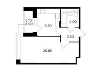Планировка 1-комнатной квартиры, 39,2 м2
