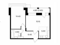 Планировка 2-комнатной квартиры, 47,2 м2