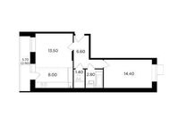 Планировка 2-комнатной квартиры, 49,6 м2