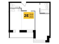 Планировка 2-комнатной квартиры, 49,5 м2