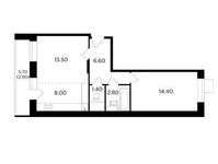 Планировка 2-комнатной квартиры, 49,9 м2