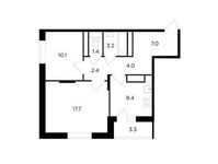 Планировка 2-комнатной квартиры, 55,9 м2