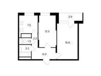 Планировка 2-комнатной квартиры, 51,3 м2
