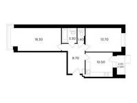 Планировка 2-комнатной квартиры, 57,1 м2